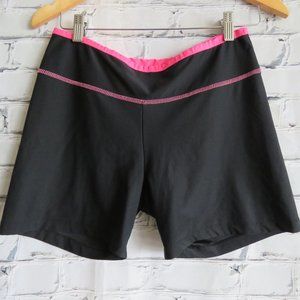 Vintage 1980s Black Spandex Cycling Shorts With Pink Neon Trim